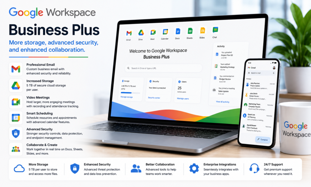 Google Workspace Business Plus Logo Banner - Buy Genuine License Online | Software License Hub