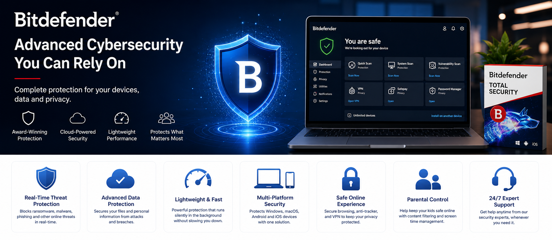 Bitdefender Dashboard Interface - Buy Genuine License Online | Software License Hub