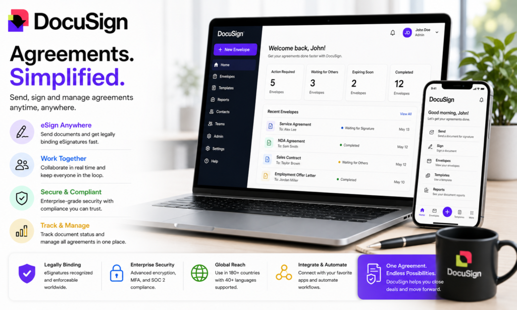 DocuSign Dashboard Interface - Buy Genuine License Online | Software License Hub