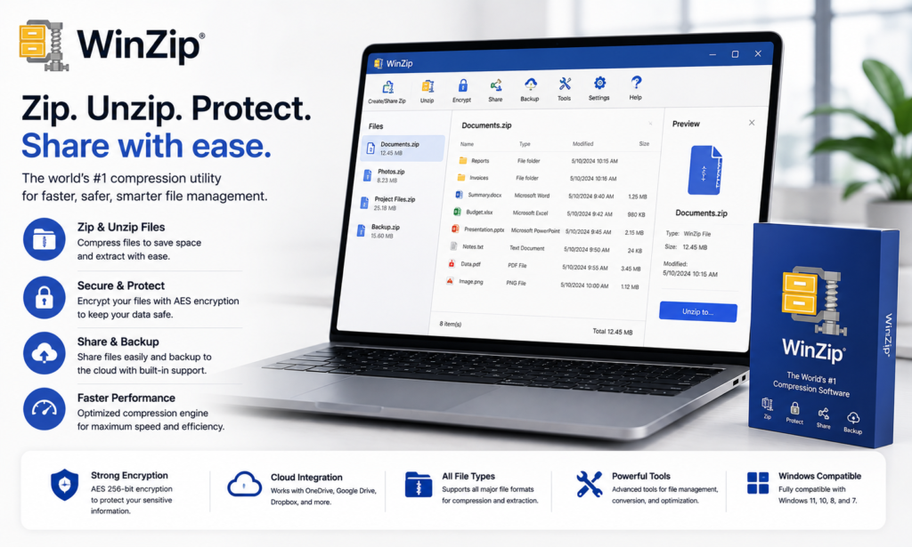 WinZip Concept Graphic - Buy Genuine License Online | Software License Hub