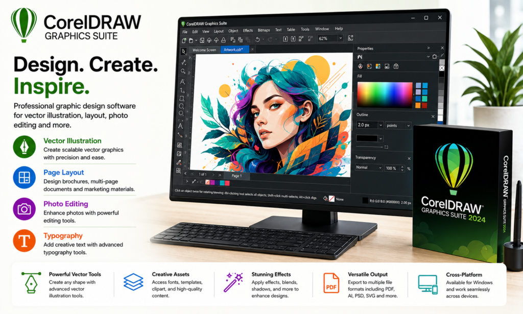Coreldraw Graphics Suite Concept Graphic - Buy Genuine License Online | Software License Hub